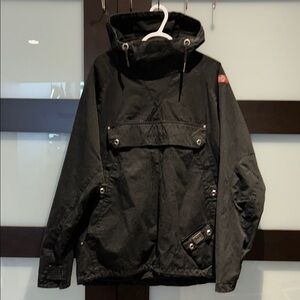Black Hooded Pullover Jacket
